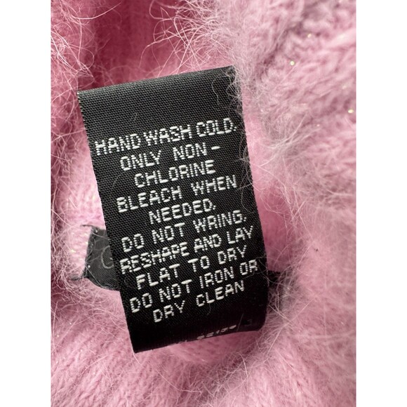 GUESS Collection VTG Fluffy Pink Angora Turtleneck Sweater Barbiecore - Picture 7 of 7